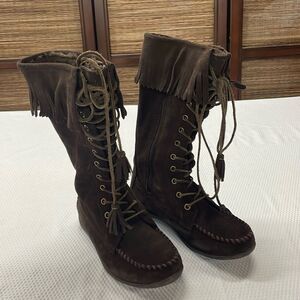 L.L.Bean Moccasin Tall Boots Size 6 Leather Suede